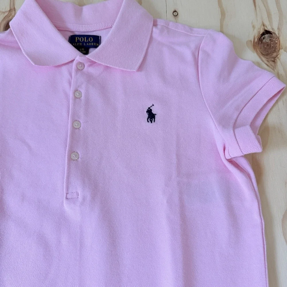 Ralph Lauren Girls Pink Polo Shirt Dress Size Large 12-14